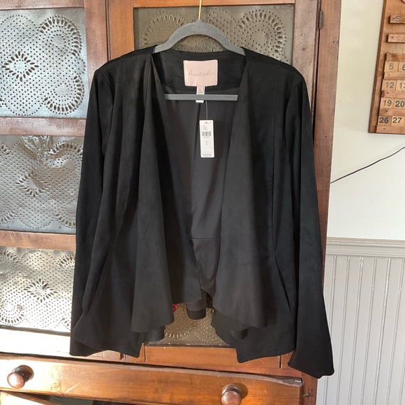 Anthropologie Hutch Draped Black Blazer Jacket L NWT - Picture 2 of 11